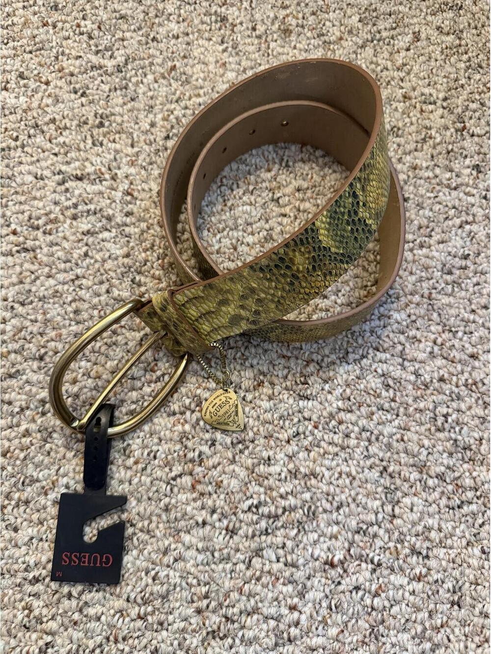 Guess yellow faux snake skin belt